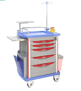 Medical hospital furniture abs emergency medical trolley for hospital usage medicine trolley cart