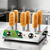 Chauffe-panini et bâtonnets à hot-dogs 6 fers, thermostat réglable, 900W, en acier inoxydable, pour table, maintien au chaud 24h