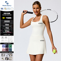 Set Rok Tenis Wanita 2-Potong, Ringan dan Bernapas, dengan Celana Pendek Terintegrasi, Tank Top Racerback Leher Kotak, Lipit Pinggang Tinggi