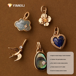 Ciondoli YML& Vintage in Ottone con Zirconia, Placcati Oro 18K, a Forma di Nuvola, Fiore, <span class=keywords><strong>Rondine</strong></span> e Cuore, con Conchiglia di Abalone - Componenti Fai da Te - Product Image 1