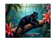 Tapisserie murale en polyester vert émeraude Jungle Panther, décoration murale, impression HD, résistante à la décoloration, vente en gros