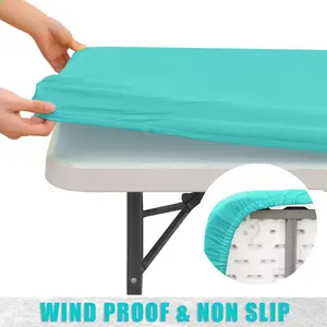 Rectangle Tablecloth Elastic Fitted Flannel Backed Vinyl Tablecloths For 6ft Folding Tables Waterproof Wipeable Table Covers