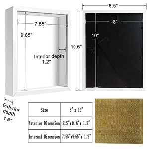 Wholesale Customized Various Sizes Wood <b>Frame</b> Display Case with Letter Stickers Photo Shadow Box Displays - Product Image 5