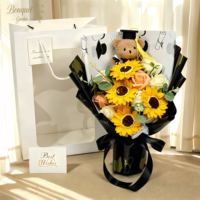 Bouquet de Fleur Éternelle Moderne et Réaliste en Savon Fait Main, Tournesol et Rose Artificielle, Cadeau pour Petite Amie, Idéal pour Anniversaire ou Remise de Diplôme