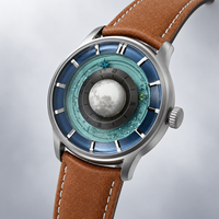 Montre mécanique Miyota pour homme avec phases de lune, bracelet en cuir véritable, boîtier en acier inoxydable, aiguilles lumineuses, résistance à l'eau 50m, tendance