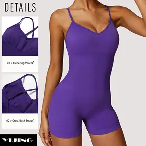 Body de fitness sin costuras con espalda abierta Scrunch Bottom Design Yoga Gym Shapewear Playsuit Workout Yoga Jumpsuit