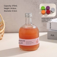 Bouteille en verre vide de 200ml 375ml 500ml à rayures verticales avec couvercle en aluminium pour boissons, vin, whisky, liqueur, brandy, étiquettes personnalisées