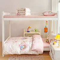 Parure de lit imprimée 100 % coton 3 pièces pour lit simple enfant – Housse de couette, drap plat et taie d'oreiller – Motif dessin animé à carreaux – Vente en gros