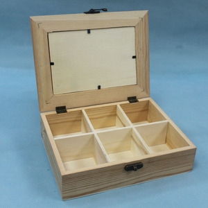 Scatola Portaoggetti <span class=keywords><strong>Rustica</strong></span> in Legno di Pino Lucidato con Coperchio a Cerniera e Cornice per Foto - Product Image 2