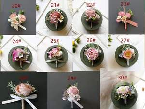 卸売ブライダル花婿ウェディングウエディングパーティー造花ビーンピンクシリーズブローチショルダーフラワーリストフラワーコサージュ - Product Image 5