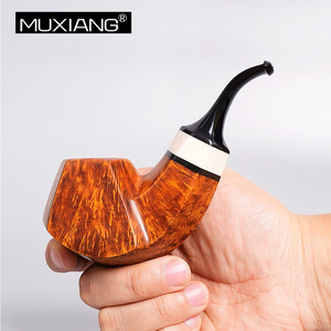 Muxiang Bent Tobacco Pipe Handmade Wooden Smoking Pipe Large Size For Men - Product Image 4