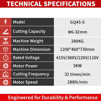 Machine de découpe de barres d'armature GQ45-S 6-32 mm, 3 kW, à engrenages, haute efficacité, pour la construction industrielle