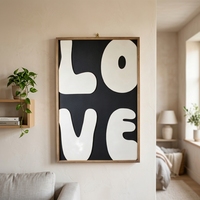 Art déco LOVE House, art mural rectangulaire (LK-26045) - Matériel MDF, décoration de salon
