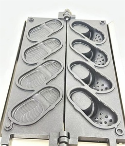 Điện lỗ Giày hình waffle máy làm chuyên nghiệp 4pcs bánh mì Maker không dính lớp phủ - Product Image 3