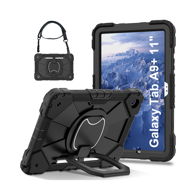 Rugged Hybrid Armor Tablet Case for Samsung Galaxy Tab A9 Plus 11 Inch X210/X216/X218 360 Rotatable Stand Multi-Viewing Angles
