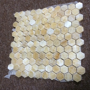Hiện đại Vàng Vàng <span class=keywords><strong>onyx</strong></span> đá hình lục giác Gạch Mosaic 10 mét Độ dày sàn gỗ thiết kế cho Nội Thất Tường backsplash bao gồm đồ họa - Product Image 6