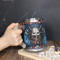 Vikings Pirate général tasse WJA29 nordique nouveau Design médiéval 600ml en acier inoxydable résine bière tasse rétro guerrier tasse à vin
