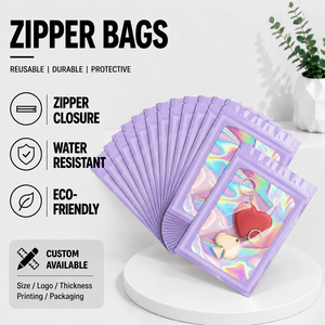 Sachets Mylar personnalisés en PE imprimés par gravure, refermables, anti-humidité et à sécurité enfant pour bijoux, boucles d'oreilles et colliers - Product Image 1
