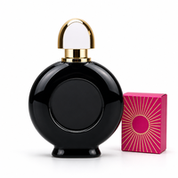 Flacon de parfum rond en verre vide de 30 ml, atomiseur rechargeable violet translucide avec capuchon argenté facetté, boîte cadeau rose en gros