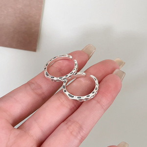 Yinruitai S925 Sterling Silver Textured <b>Open</b> <b>Ring</b> For Women Geometric Design Everyday Wear Adjustable Size - Product Image 3
