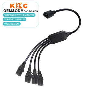 IEC C13 to C14 10A 4 Outlet <b>Power</b> Cord Black Male to Female Y Branch Splitter <b>Power</b> Supply Cords - Product Image 1