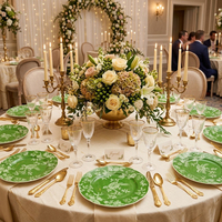 Service de table en porcelaine à motif naturel chic, vaisselle de luxe pour mariage, événements de jardin et traiteur, assiettes rondes de mariage