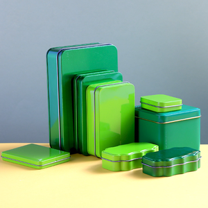 Caja de lata <span class=keywords><strong>Rectangular</strong></span> de Metal, contenedor vacío con bisagras, caja personalizada, lata cuadrada para caramelos de té - Product Image 5