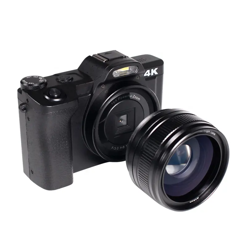 Großer 94-118-Grad-Blickwinkel professionelle 48-MP 16-X-Zoom 4K HD-IPS-Bildschirm DSLR-Kamera für Fotografie und Foto-Videofilm