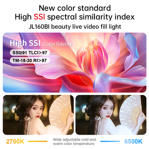 Jinbei JL160BI ไฟวิดีโอ LED 2700K ถึง6500K สำหรับถ่ายภาพไฟต่อ<span class=keywords><strong>เนื่อง</strong></span>พร้อมแท่นวางสำหรับถ่ายทอดสด - Product Image 4