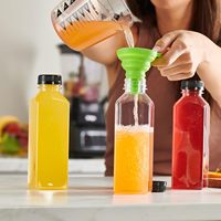 Nouvelle Bouteille de Jus Carrée Française en Plastique Qualité Alimentaire 16OZ avec Bouchon Inviolable, Bouteille à Boissons et Jus de Fruits 500ML avec Couvercle Vissé