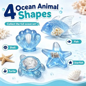 Ocean Squishy <b>Toy</b> NeeDoh Fidget Gel <b>Toy</b> Fish Shell Starfish <b>Turtle</b> Assortment Gift Ready Box Unisex 14 Years & up - Product Image 2