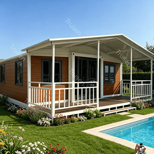 Petite maison préfabriquée modulaire de 20 pieds à assemblage rapide, type appartement intégré, avec terrasse en panneaux métalliques sculptés - Product Image 1