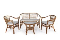 Ensemble de salon classique en rotin Flandeo, table basse et chaises, design pour appartement, matériau en bois durable, hôtels, villas