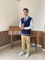 Nouvelle école chandail personnalisé de haute qualité pour l'école gilet tricoté sans manches uniforme pull en tricot