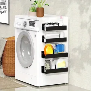 Étagère de rangement magnétique pour épices, noire, type sur pied, pour la cuisine, le réfrigérateur et le four, en métal durable - Product Image 2