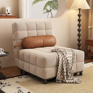 Creamy Retro Single Foldable <b>Sofa</b> Bed Square Foam Filling Multifunctional Living Room Dual Use - Product Image 1