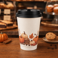 Gobelet en papier double paroi Halloween, toile d'araignée, kraft, isolé, résistant à la chaleur, jetable, cidre de pomme, 8 oz, vente en gros directe d'usine