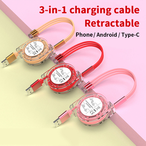 Chất lượng cao 1m có thể thu vào cáp USB 3-in-1 tùy ý căng đa năng điện thoại di động & tai nghe Sạc cho <span class=keywords><strong>IOS</strong></span> thiết bị - Product Image 5