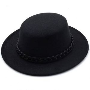 In Stock <b>Cheap</b> Price 100% Wool Felt Women Fedora Felt Hat Wide Brim Fedora Hats With <b>Chain</b> - Product Image 6