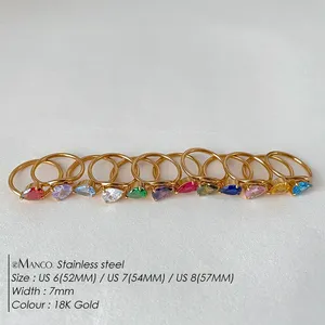 Anillo Clásico de Acero Inoxidable con Forma de Gota de Agua EManco para Mujer, Joyería que No se Desvanece, Venta al por Mayor, Dropshipping - Product Image 2