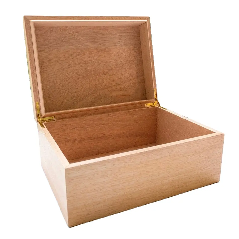 Очень большая незаконченная деревянная Коробка Универсальная коробка для домашнего хранения большая сосновая деревянная коробка с откидной крышкой и 2 передними застежками для рукоделия