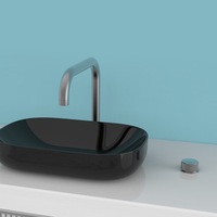 Keran Wastafel HONGDEC Hitam 2 Lubang Kuningan, Keran Wastafel Model Bend Spout, Gagang Putar Terpisah, Keran Kamar Mandi