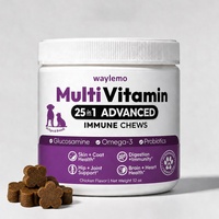 Waylemo Multivitamines à mâcher pour chiens et chats avec glucosamine, oméga 3 et probiotiques pour la santé des articulations et le soutien immunitaire quotidien