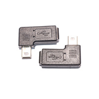 Adaptador Mini USB Macho a Hembra, Conector de 5 Pines con Curva a la Derecha de 90 Grados para Dispositivos con Interfaz Mini