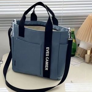 Sac fourre-tout élégant et imperméable en toile, nouveau design, simple, polyvalent, à porter à l'épaule, en nylon, pour l'école, les livres, le déjeuner, été, automne - Product Image 5