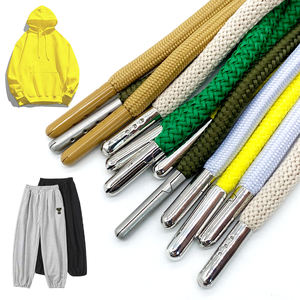 Custom Rigid Tubular Drawcord Metal Tips Braid Distressed Polyester Strings for Hoodies Beach Pants <b>Drawstring</b> Cord - Product Image 2
