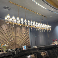 Lustre en cristal de luxe pour restaurant, design en bande longue, simple et créatif, luminaire suspendu pour comptoir de bar