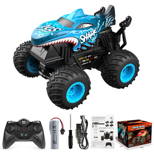 Nuevo Coche de Acrobacias RC de Metal con Música y Luces, Rotación de 360°, Cabeza de Dinosaurio/Tiburón, Juguete Big Foot para Niños, Alcance de 50-60m - Product Image 6