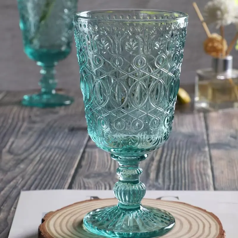 300ml wine glassware blue glass goblets for drinkware