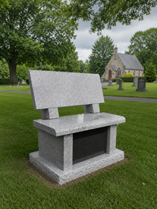 Banco de cementerio de granito gris, muebles conmemorativos personalizados de Vietnam, estilo americano, construcción de piedra sólida, hecho en Vietnam - Product Image 6